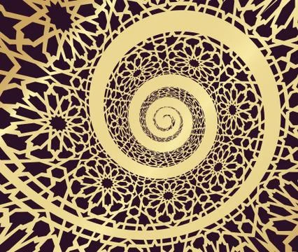 Islamic pattern, swirled in 3d spiral shape Stock Illustration