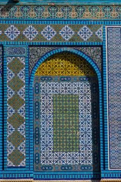 Islamic pattern, tile mosaic on mosque Stock Photos
