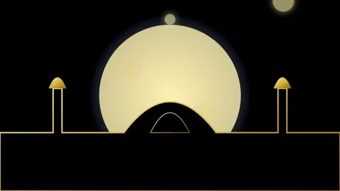 Islamic Premium Eid 08 Mosque Silhouette Bokeh Background Loop Stock Footage 334804278