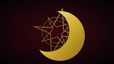 Islamic Premium Eid 14 Crescent Mandala Blend Background Loop Stock Footage 334804301
