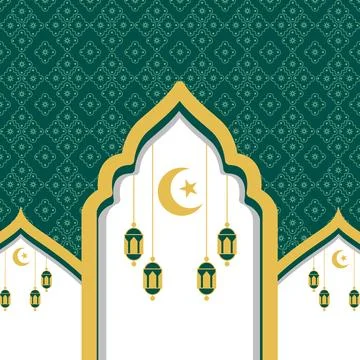 Islamic Ramadan green background vector element template Illustrazione stock