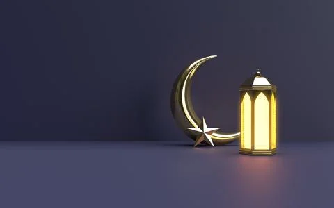 Islamic Ramadan lantern with half moon Stock Illustration