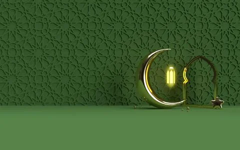 Islamic Ramadan lantern with half moon 스톡 일러스트