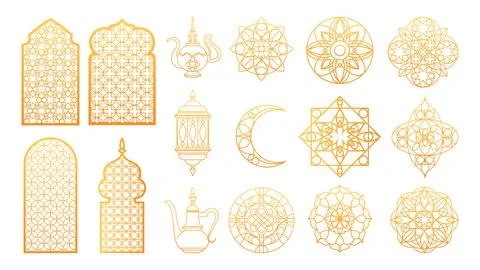 Islamic Ramadan ornament set Stock Illustration