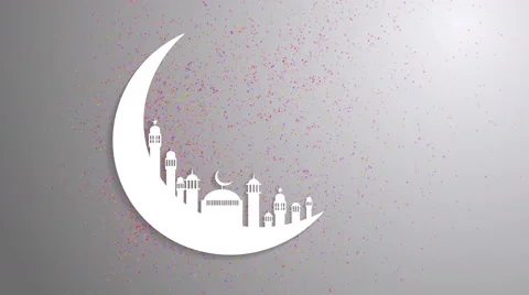 Islamic ramadan in white moon shape, particle background animation. Stock Footage 62710225
