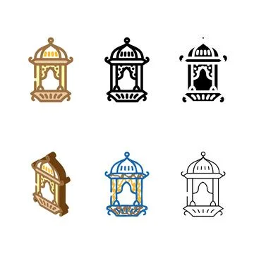 Islamic range lantern fanous color icon vector Stock Illustration
