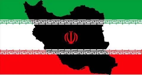 Islamic Republic of Iran with flag inside map Stock Illustration