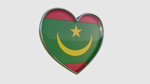 The Islamic Republic of Mauritania Flag in the Shape of 3D Heart. Video stock 139200517