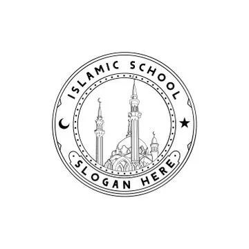 Islamic school logo design template isolated on white background Stock Illustration