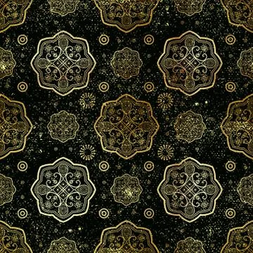 Islamic seamless oriental pattern, Abstract vector seamless ornament. Stock Illustration