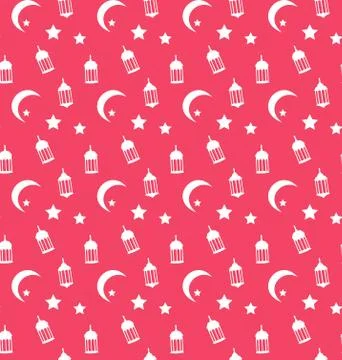 Islamic Seamless Pattern with Arabic Lamps, Crescents and Stars Illustrazione stock