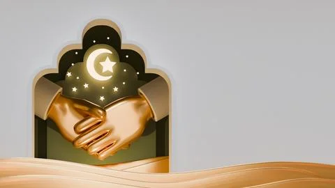 Islamic Shake Hand 3D Illutration Stock Illustration