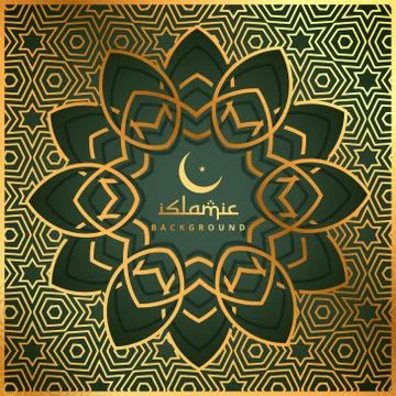 Islamic shape background with golden pattern Stock Illustration