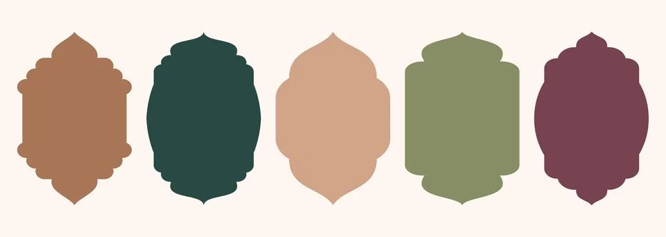 Islamic shape of door or window silhouette Arabic arch. Collection of patterns Illustrazione stock
