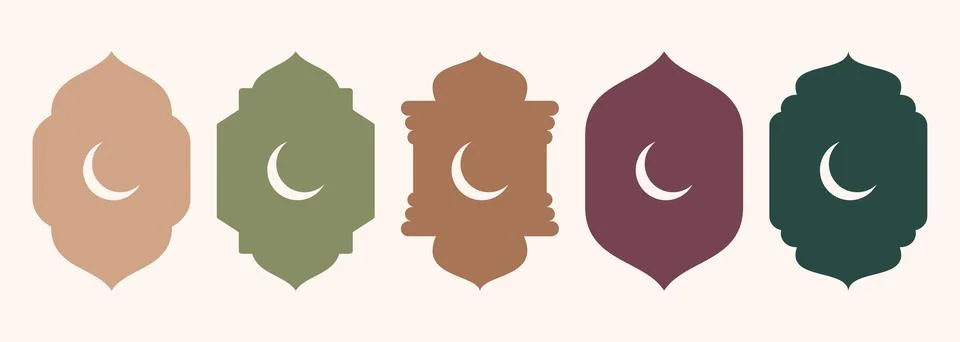 Islamic shape of door or window silhouette Arabic arch. Collection of patterns 스톡 일러스트