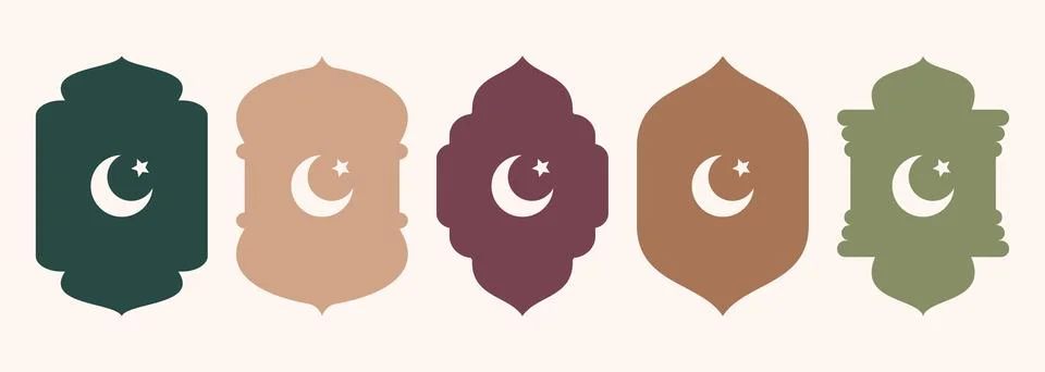 Islamic shape of door or window silhouette Arabic arch. Collection of patterns Illustrazione stock