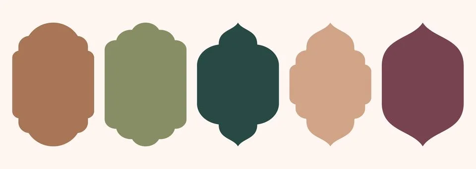 Islamic shape of door or window silhouette Arabic arch. Collection of patterns Illustrazione stock
