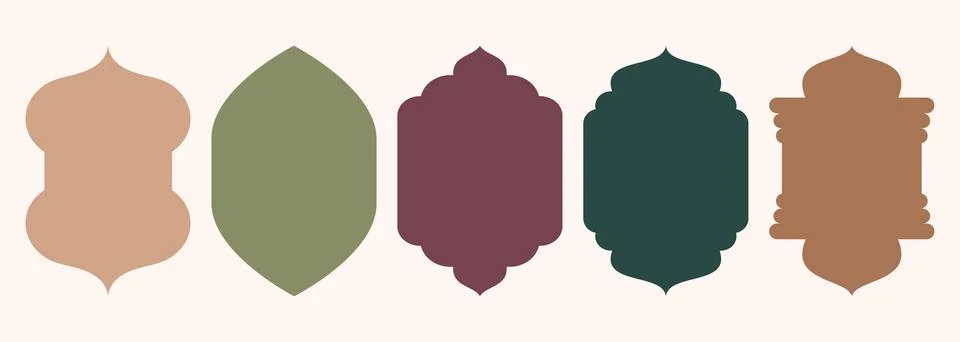 Islamic shape of door or window silhouette Arabic arch. Collection of patterns Stock Illustration