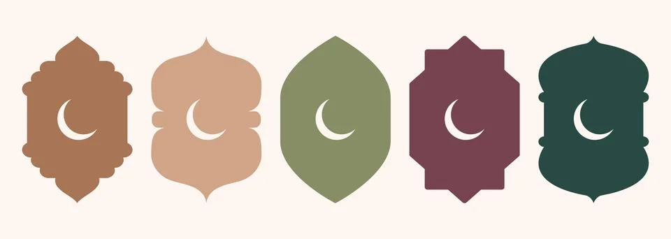 Islamic shape of door or window silhouette Arabic arch. Collection of patterns Stock Illustration