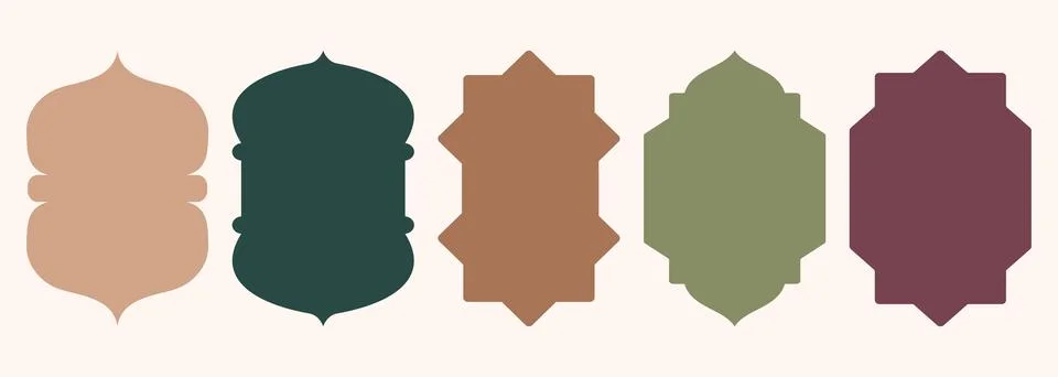 Islamic shape of door or window silhouette Arabic arch. Collection of patterns Illustrazione stock