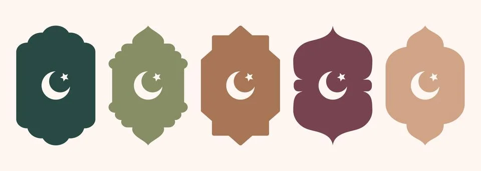 Islamic shape of door or window silhouette Arabic arch. Collection of patterns Illustrazione stock