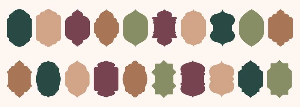 Islamic shape of door or window silhouette Arabic arch. Big collection of Stock Illustration