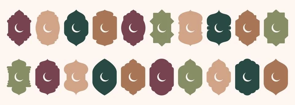 Islamic shape of door or window silhouette Arabic arch. Collection of patterns 스톡 일러스트