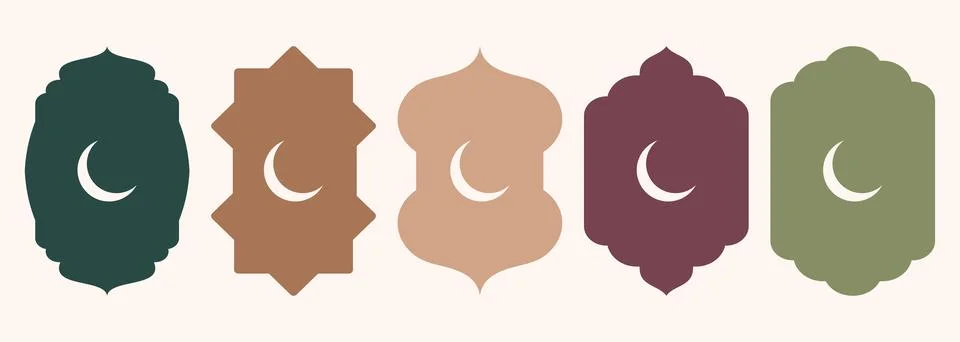 Islamic shape of door or window silhouette Arabic arch. Collection of patterns Illustrazione stock