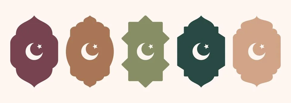 Islamic shape of door or window silhouette Arabic arch. Collection of patterns Illustrazione stock