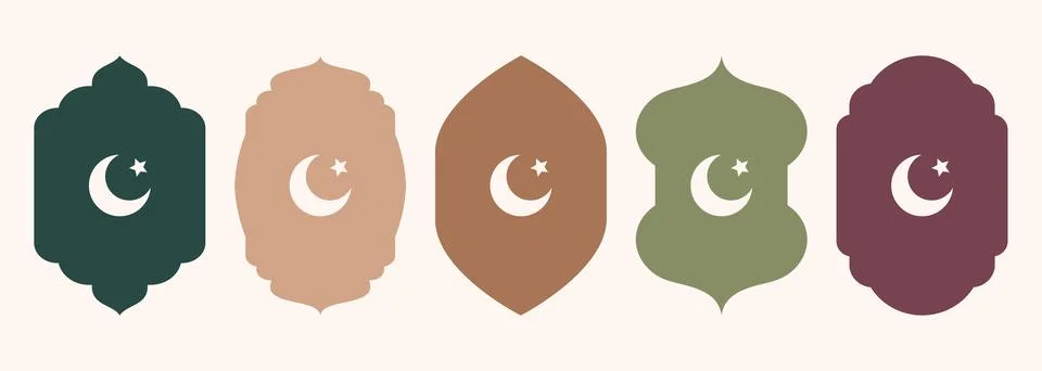 Islamic shape of door or window silhouette Arabic arch. Collection of patterns Illustrazione stock