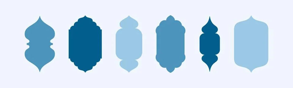 Islamic shape frame window illustrations collection. Arabian architecture Illustrazione stock