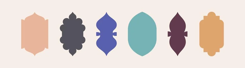 Islamic shape frame window illustrations collection. Arabian architecture Illustrazione stock