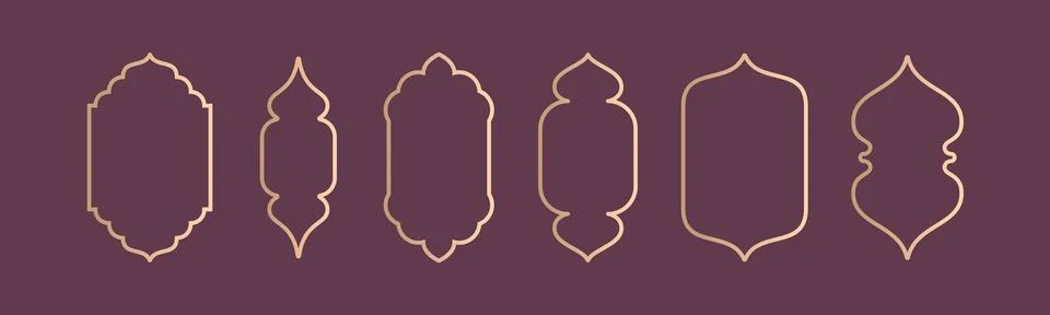 Islamic shape frame window illustrations collection. Arabian architecture Illustrazione stock