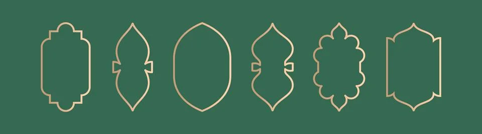 Islamic shape frame window illustrations collection. Arabian architecture Illustrazione stock