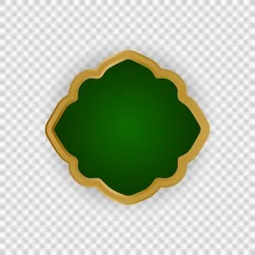 Islamic shape style golden and green frame decoration graphic Stock Illustration