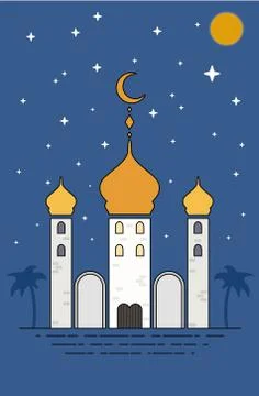 Islamic Sheikh Grand Mosque. Eid Mubarak greetings. Ramadan Kareem Vector Illustrazione stock