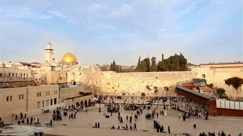 Islamic shrine on the Temple Mount in Jerusalem, Drone view from Jerusalem Ol Stock Footage 270956699