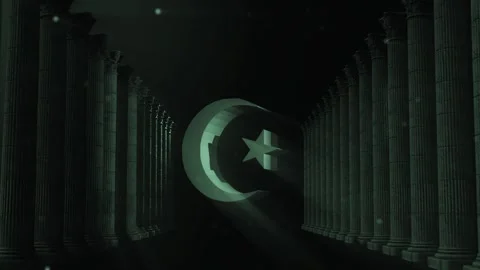 Islamic Star Ancient Columns Power Stock Footage 333782189