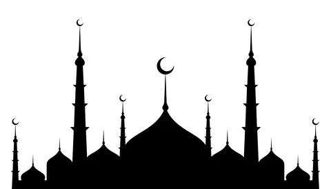 Islamic structure praying place mosque silhouette vector Illustrazione stock