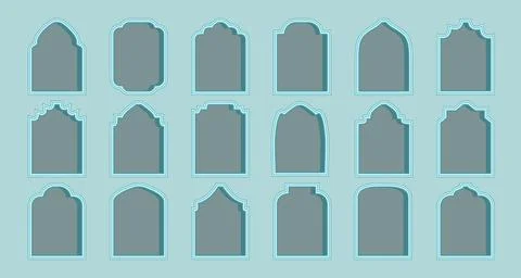 Islamic style arches, frames. Minimalist vector ramadan kareem and eid mubarak イラスト素材