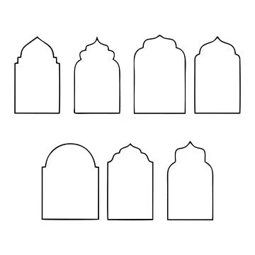 Islamic style border and frame design editable template vector element Stock Illustration