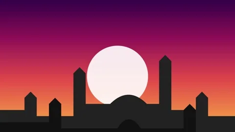 Islamic Sunset Mosque Birds Background Loop Stock Footage 333976315