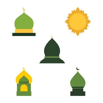 Islamic Symbol Elements of Dome Mosque Building in Ramadan Theme Ilustración de archivo