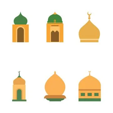 Islamic Symbol Elements Set of Golden Muslim Mosque Dome in Ramadan Stock Illustration