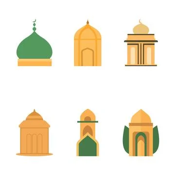 Islamic Symbol Elements Set of Golden Muslim Mosque Dome in Ramadan Stock Illustration