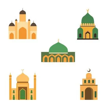 Islamic Symbol Elements Set of Golden Mosque Building Architecture in Ramad.. Stock Illustration