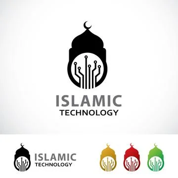 Islamic Technology Logo Design Template Stock Illustration