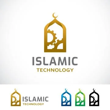 Islamic Technology Logo Design Template Stock Illustration