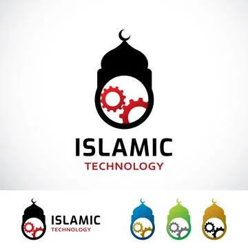 Islamic Technology Logo Design Template Stock Illustration