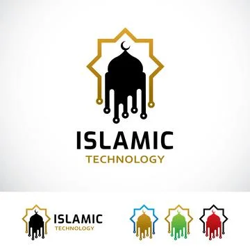 Islamic Technology Logo Design Template Illustrazione stock